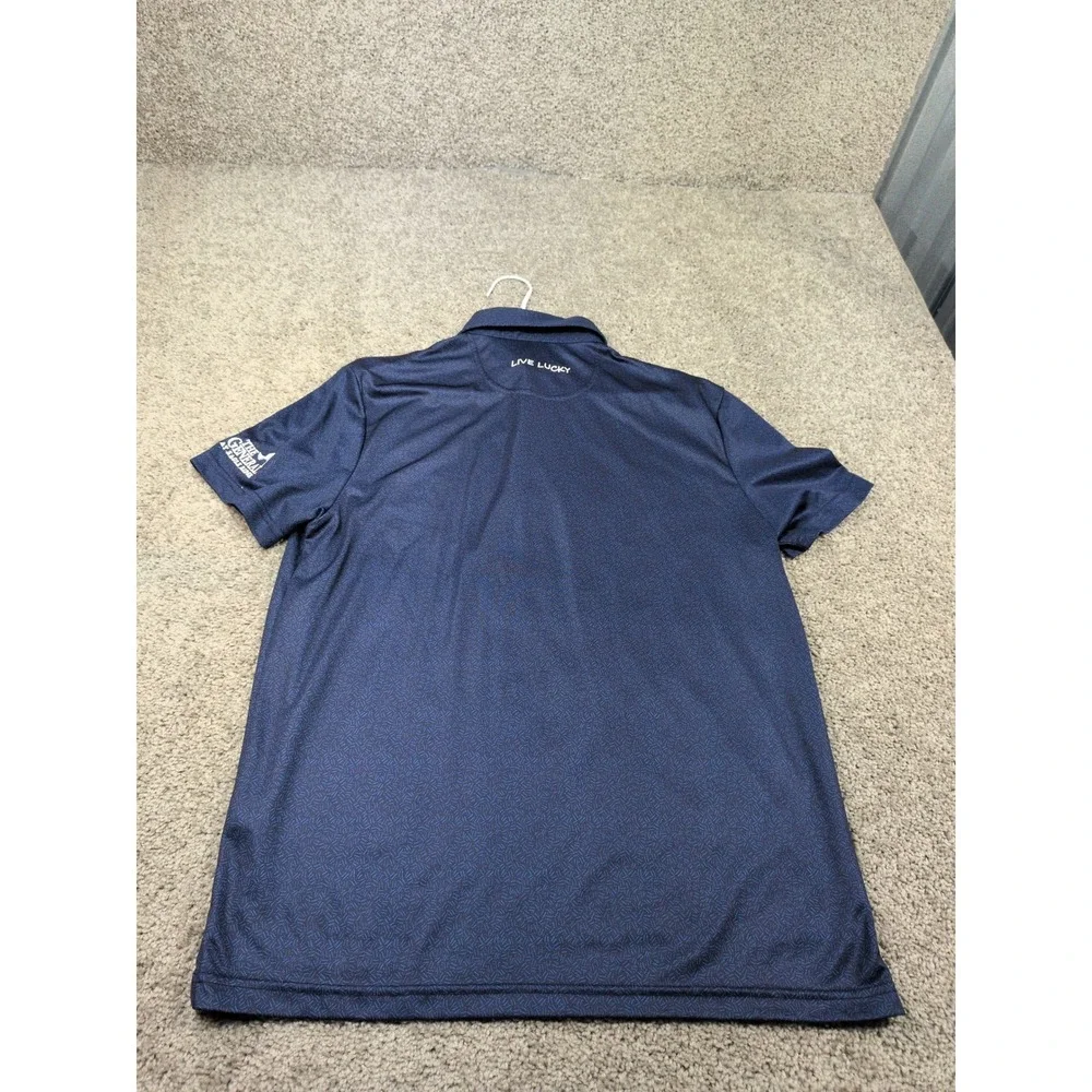 Black Clover Mens Live Lucky Golf Polo Navy Blue Geometric‎ Pattern Size M BC